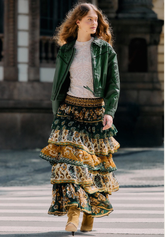 Ayla Ruffle Maxi Skirt- Green