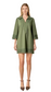 Collared 3/4 Sleeve Tunic- Olive
