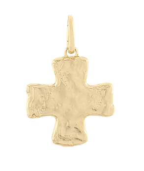 Hammered Cross Charm- Gold