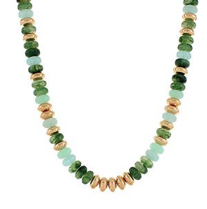 Stone Rondelle and Metal Necklace
