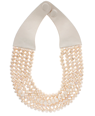 Five Layered Glass Bead Necklace- Ivory
