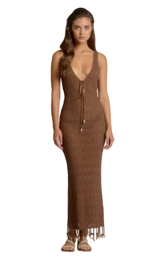 Crochet Maxi Dress- Brown