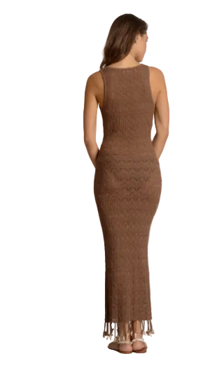 Crochet Maxi Dress- Brown