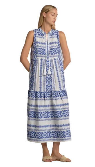 Aztec Sleeveless maxi- Blue