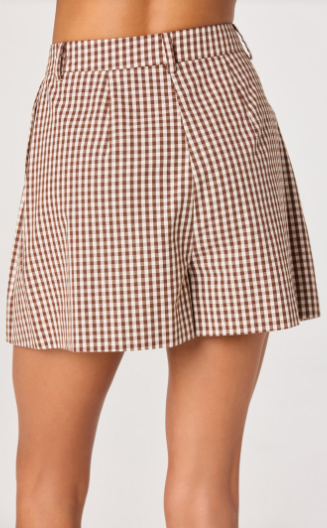 Preston High Waisted Short- Brown Checkered