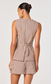 Karan Button Front Vest- Brown Checker