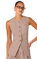 Karan Button Front Vest- Brown Checker