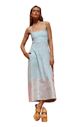 Kala Midi Open Back dress- Ciel