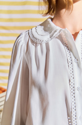 Scalloped Collar Button Down Blouse