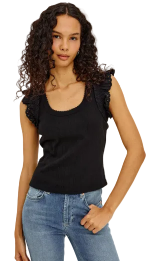 Giovanna Ruffle Sleeve Top- Black