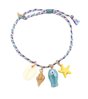 Sealife Multi Charm &amp; Cord Bracelet