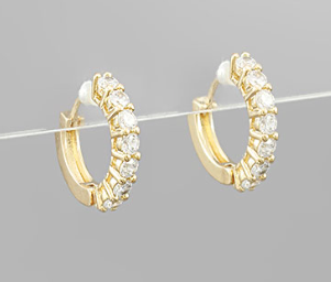 Half CZ Huggie Hoops-Gold