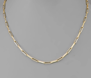 Brass Paperclip Chain Choker- Gold