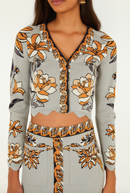 Stained Glass Beauty Knit Top- Grey