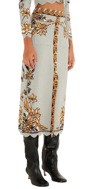 Stained Glass Knit Skirt- Grey