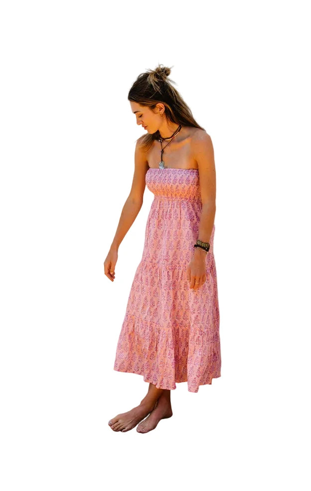 Florence Smocked Waist Maxi Skirt- Pink