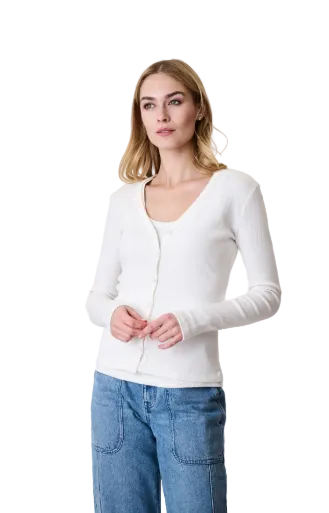 Pointelle Cardigan- Off white