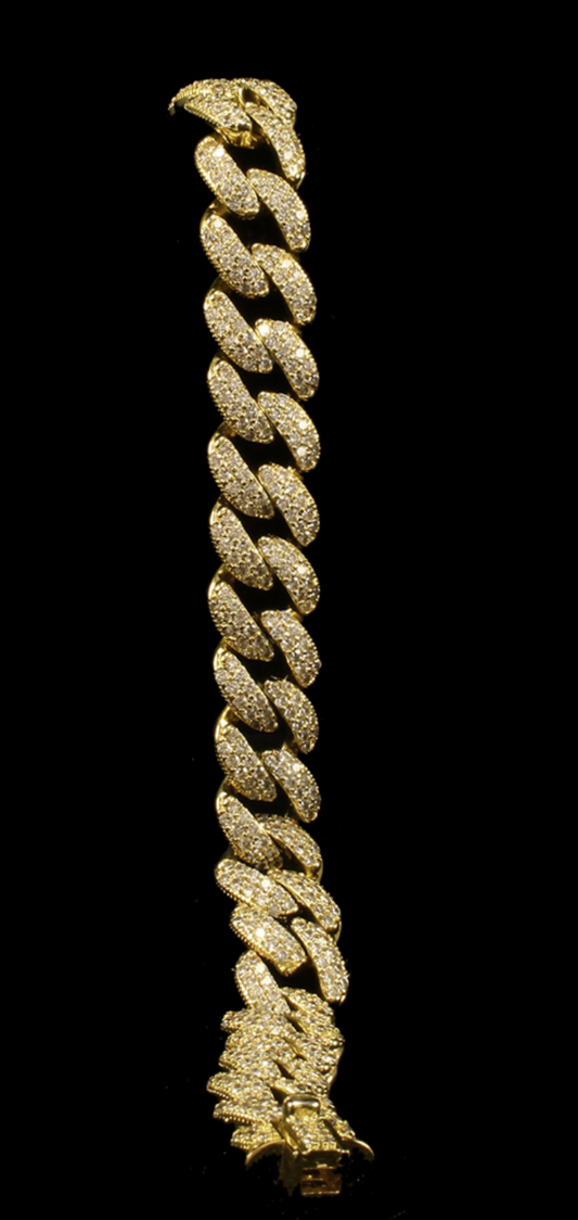 Pave Chain Link Bracelet- Gold