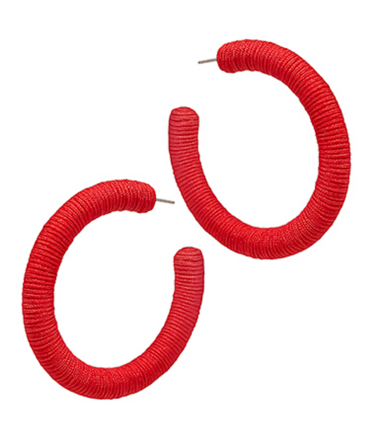 Wrapped Open Round Hoop- Red