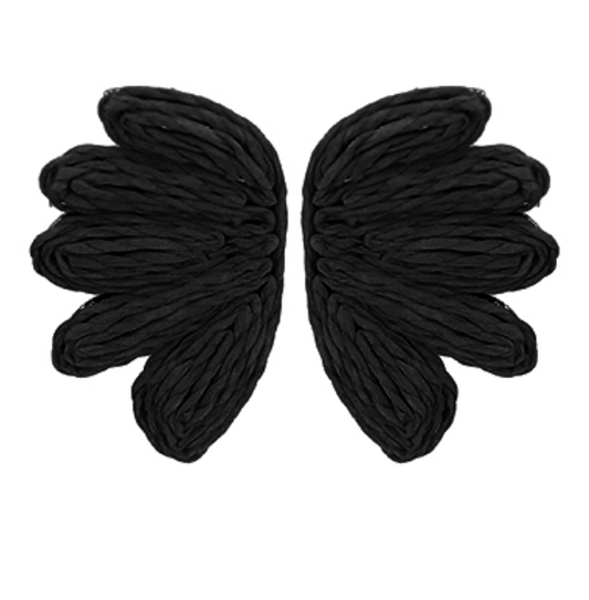 Raffia Wrapped Wing Earring- Black