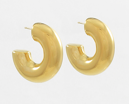 Puffy Tube Hoop- Gold