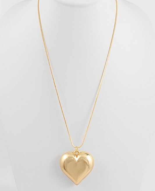 Puffed Heart necklace- Gold