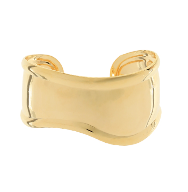 Wide Wavy Cuff Bangle- Gold