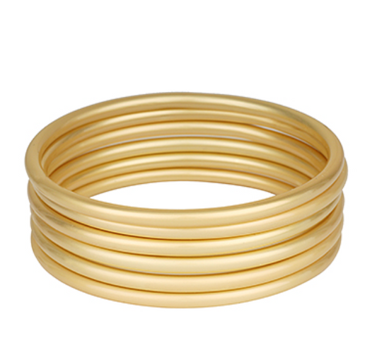 Stackable Metal Bangle Set of 5 - Worn Gold