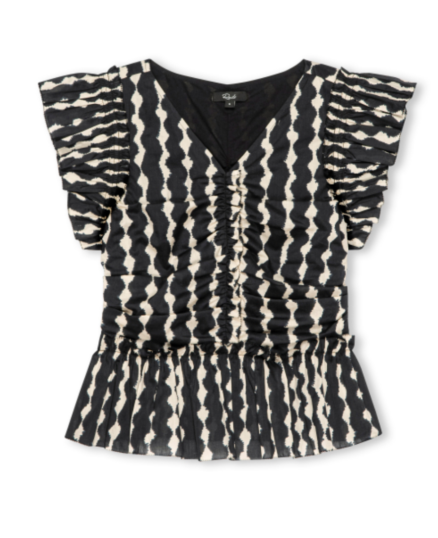 Cali Flutter Sleeve Top= Painted Noir