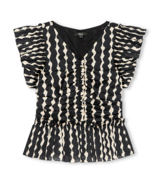 Cali Flutter Sleeve Top= Painted Noir