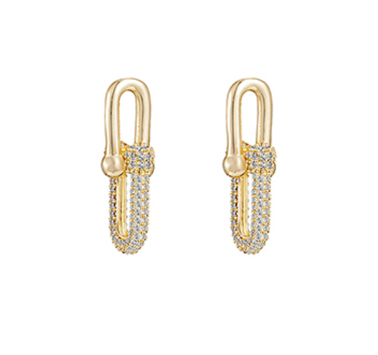 CZ Link Earring- Gold