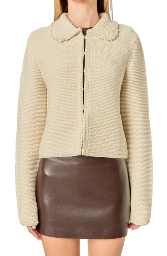 Pearl Knit Cardigan- Ivory