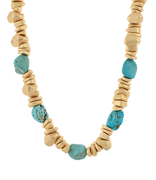 Nugget Stone Accent Bead Necklace