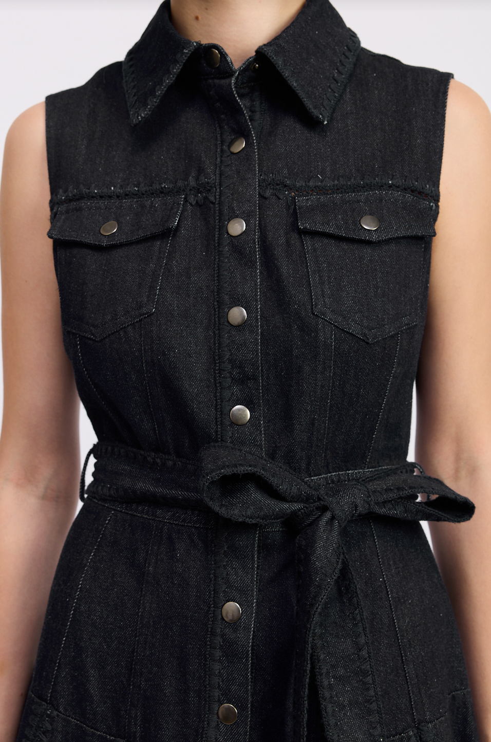 Brixton Tie Waist Midi Dress- Black
