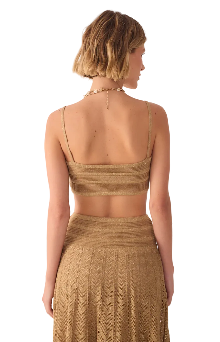 Knit Lurex Crop Top- Gold