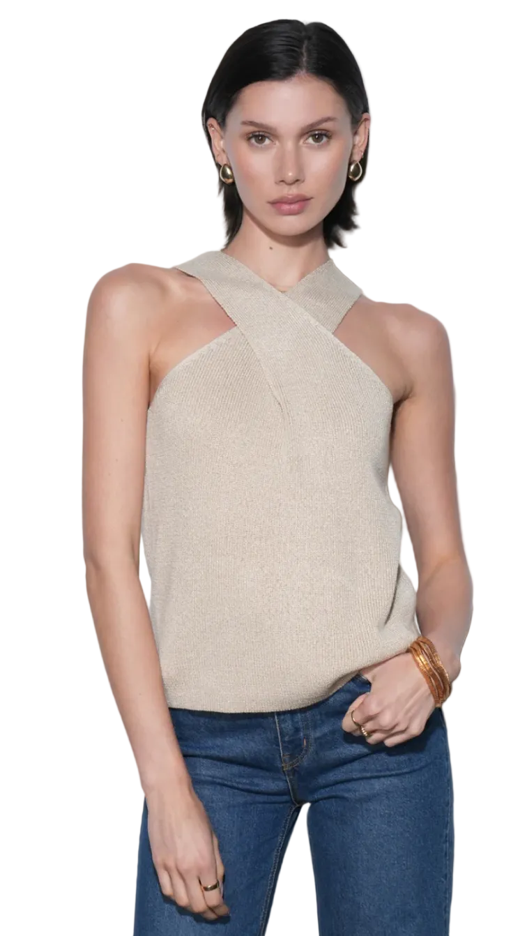 Ingrid Halter Knit Top- Linen
