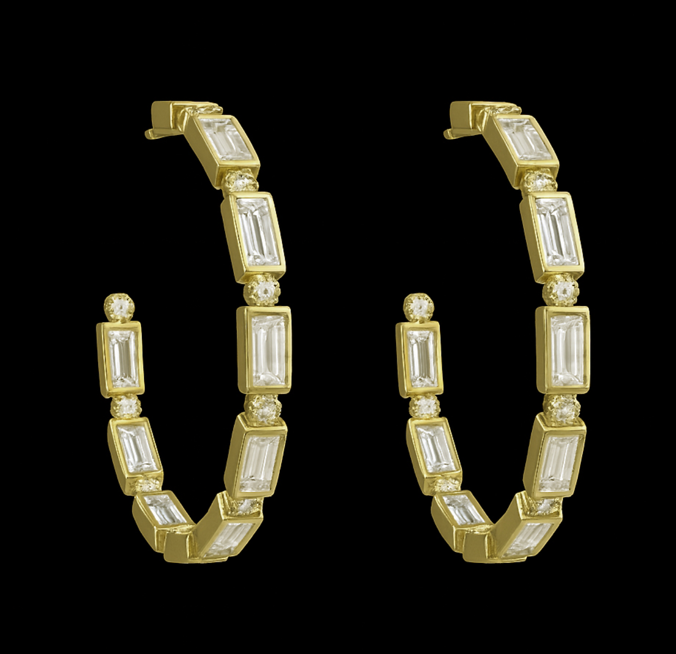 Rectangle CZ Hoops- Gold