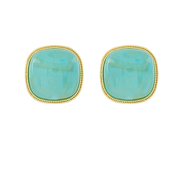 Marble Square Stone Earrings