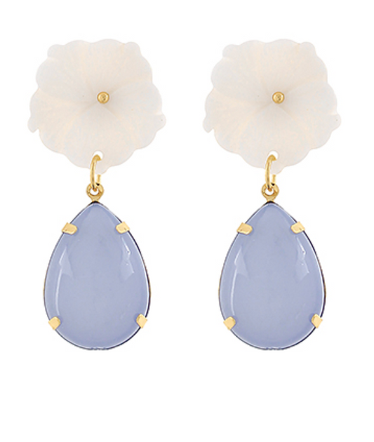 Mother of Pearl Flower Teardrop Earrings