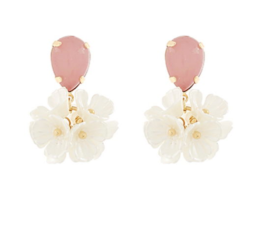 Teardrop Cluster Flower Drop Earrings