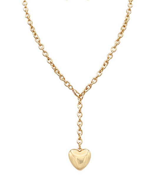 Adjustable Chain Puffy Heart Necklace