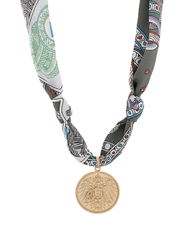 Coin Pendant Scarf Necklace