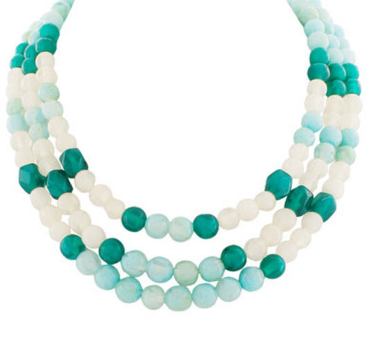 Layered Agate Ball Necklace- Turqoise