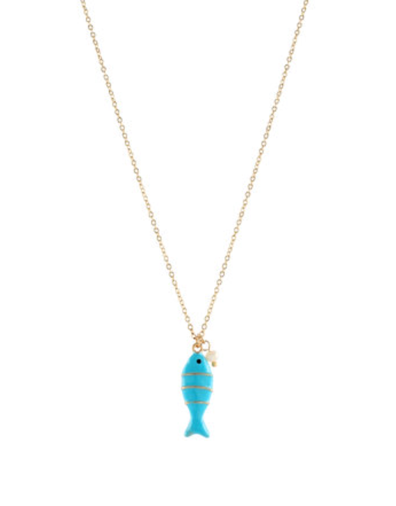 Color Coated Fish & Pearl Necklace