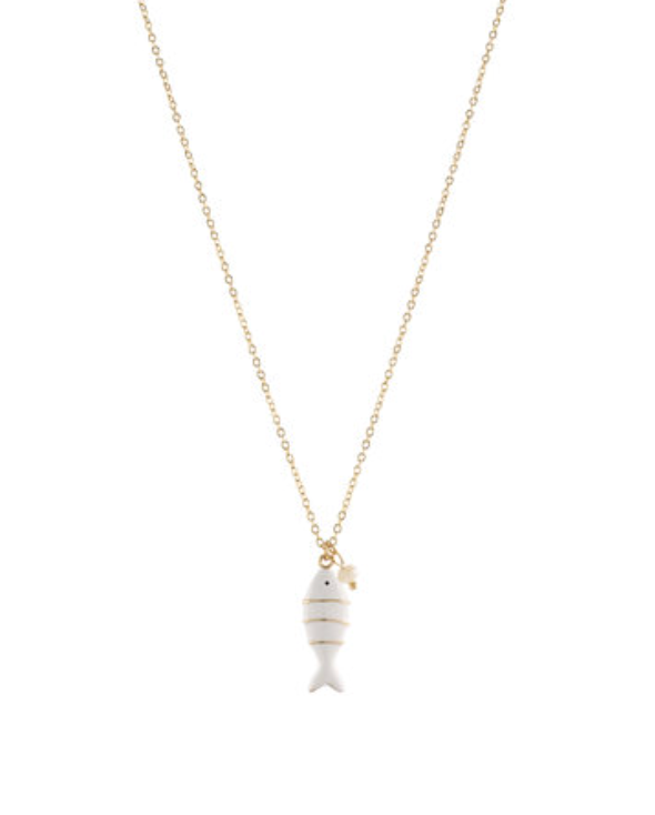 Color Coated Fish & Pearl Necklace