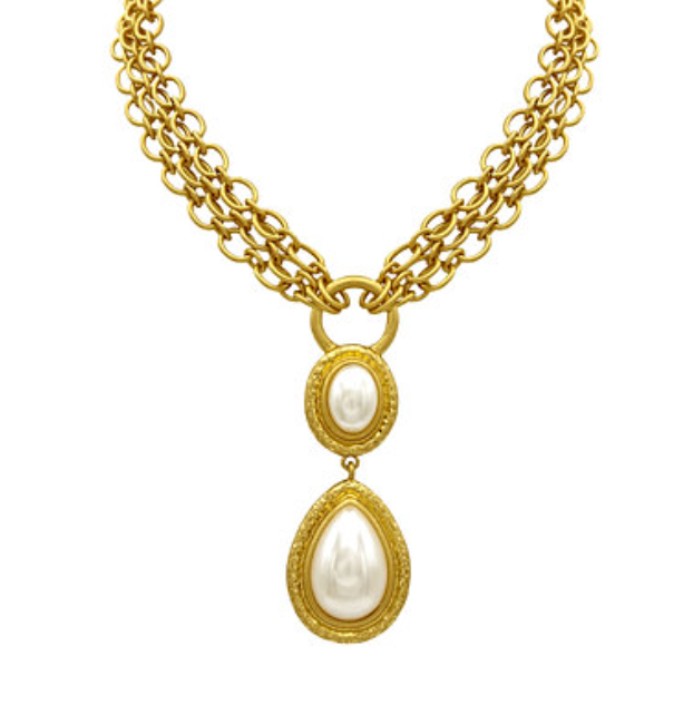 Oval Teardrop Pendant Chain Necklace