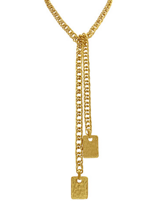 Rectangle Bar Drop Chain Lariat Necklace