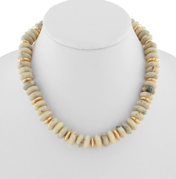 Marbleized Rondelle Stone Necklace