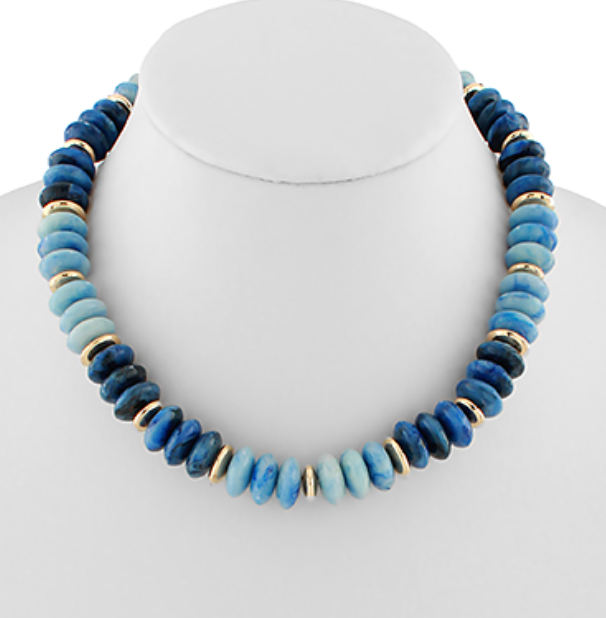 Marbleized Rondelle Stone Necklace