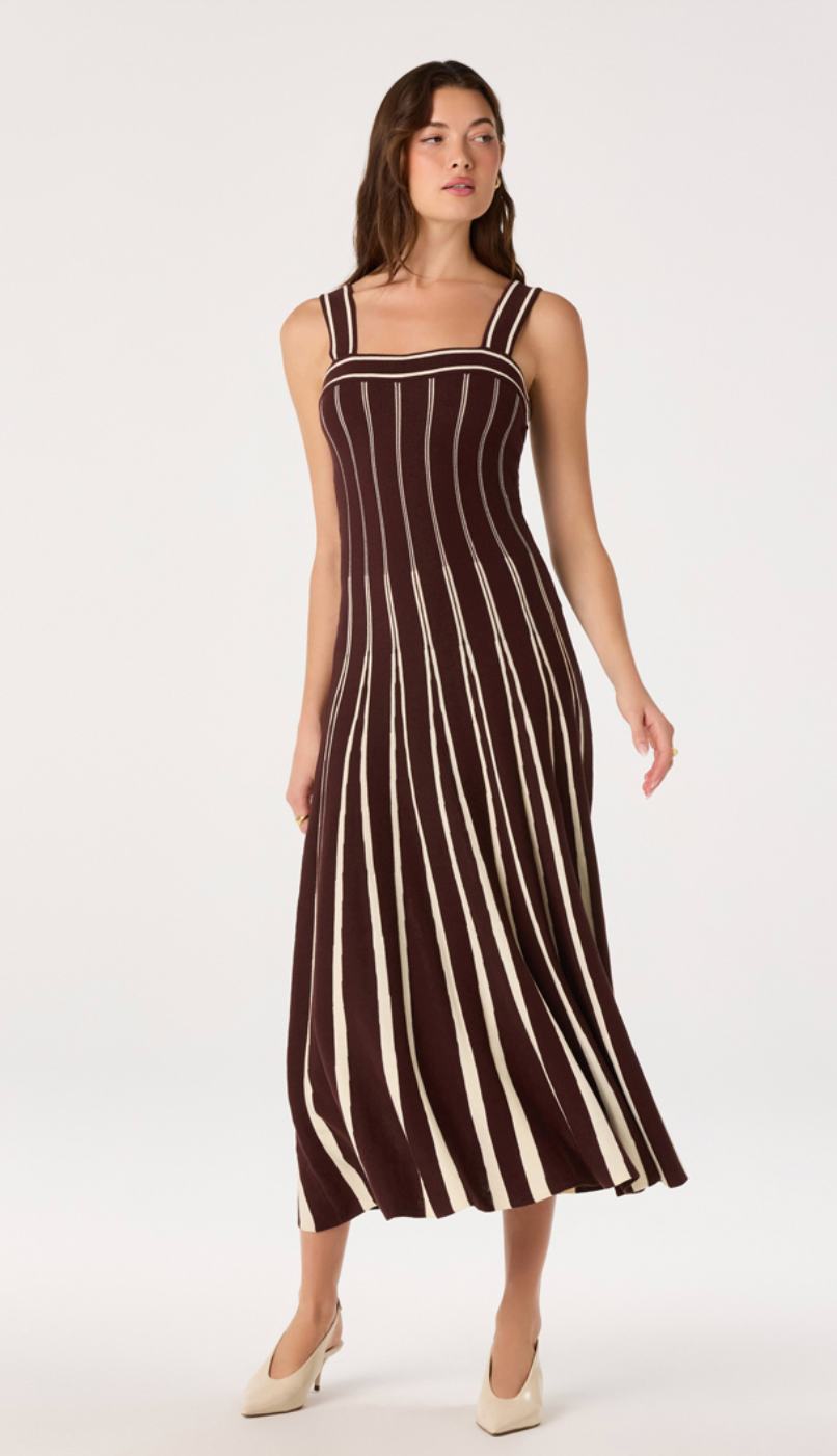Marlen Tank Midi Dress- Brown/Cream
